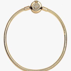 Elegant Gold Bracelet with Crystal Accents for Pandora Charm